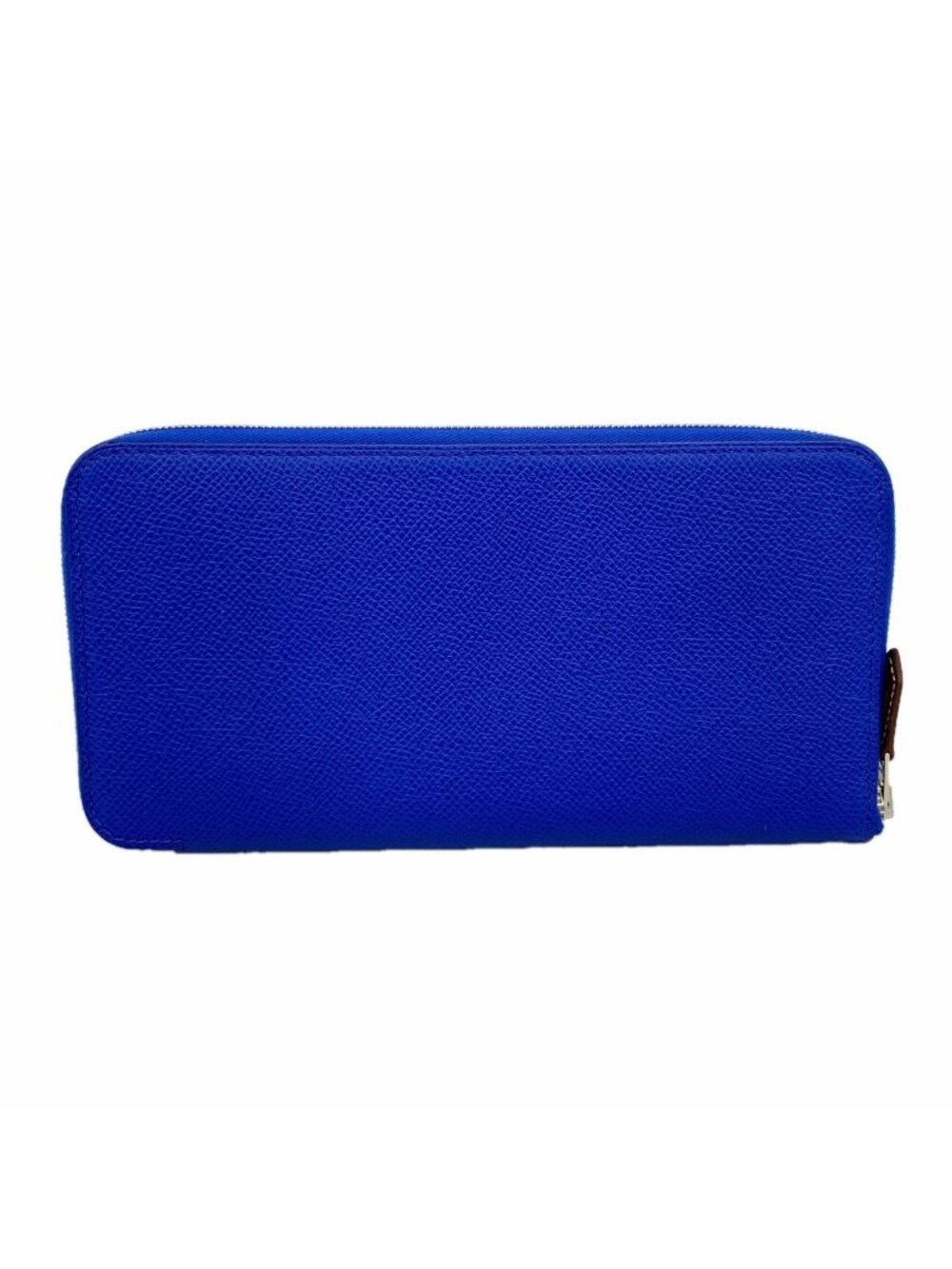 Hermes Wallet Azap Long Silk'in Veau Epsom Blue France Silver